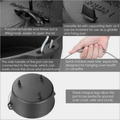 FEMOR 8L Dutch Oven, Casserole En Fonte, Four Néerlandais, Rôtissoire Avec Soulève-Couvercle Et Poignée En Spirale, Pré Traités Et Guéris, Pour Barbecue, Rôtissage, Cuisson -France Barbecue Soldes Boutique 30155746 4