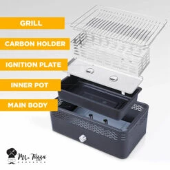 MR TUZZA Barbecue De Table Au Charbon De Bois Sans Fumée Avec Ventilateur Merapi | Noir -France Barbecue Soldes Boutique 31496474 4