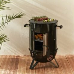 ALICE'S GARDEN Barbecue Fumoir Au Charbon De Bois Ø44cm – Jacques – Smoker Premium Avec Aérateurs. Fumoir. Gril. Boite De Fumage. Noir - Noir -France Barbecue Soldes Boutique 32169543 3