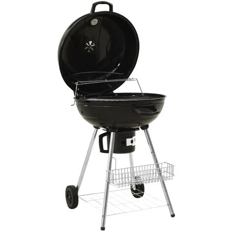 VidaXL 313358 Kettle Charcoal BBQ Grill 73x58x96 Cm Steel - Noir 4 VidaXL 313358 Kettle Charcoal BBQ Grill 73x58x96 Cm Steel - Noir – Image 2