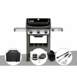 Barbecue Gaz Weber Spirit II E-310 + Plancha + Housse + Thermomètre IGrill 3 + Kit Ustensiles 3 Pièces Better - Noir