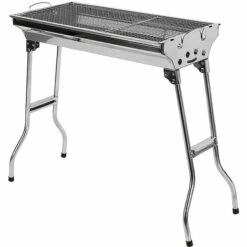 SKECTEN Barbecue Portable Et Pliable En Acier Inoxydable Avec Grille En Carbone Pour Pique-nique, Camping, Jardin, 73 X 33 X 71 Cm, Argenté -France Barbecue Soldes Boutique 33223820 4
