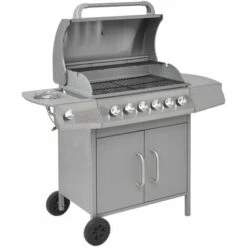 Barbecue à Gaz 6 + 1 Zone De Cuisson Argenté VidaXL -France Barbecue Soldes Boutique 3335607 3