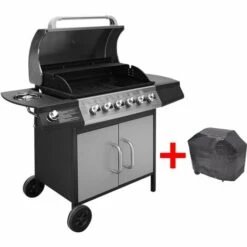 VidaXL Barbecue à Gaz 6 + 1 Zone De Cuisson Noir Et Argenté - Multicolore