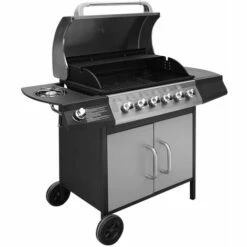 VidaXL Barbecue à Gaz 6 + 1 Zone De Cuisson Noir Et Argenté - Multicolore -France Barbecue Soldes Boutique 3444948 3