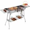 Femor Barbecue à Charbon Pliant Portable, BBQ De Table Avec Double Ailes, Pour Camping Et Pique Nique, Barbecue De Jardin, Avec Poêle à Frire Antiadhésive, 122*30*75cm -France Barbecue Soldes Boutique 34958364 1