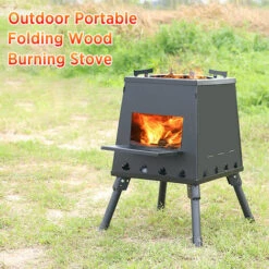 ASUPERMALL Rechaud De Camping Pliant, Poele A Bois Portable Avec Pieds Retractables, Petit Poele A Bois De Camping Exterieur Noir -France Barbecue Soldes Boutique 35496345 3