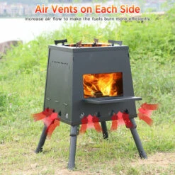ASUPERMALL Rechaud De Camping Pliant, Poele A Bois Portable Avec Pieds Retractables, Petit Poele A Bois De Camping Exterieur Noir -France Barbecue Soldes Boutique 35496345 4