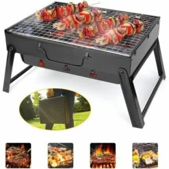 BRIDAY Barbecue Au Charbon De Bois, Barbecue Portable En Acier Inoxydable Pliable Barbecue Fumeur Gril Barbecue Bureau Parfait Pour Camping Pique-nique En Plein Air Fête De Jardin