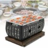 BARES Barbecue Au Charbon De Bois, Four Rectangulaire Cuisine Japonaise Cuisinière Au Charbon De Bois De Table Grill Barbecue Poêle à Alcool Barbecue Portable Avec Grillage Grillagé Et Base En Bois -France Barbecue Soldes Boutique 36027223 1