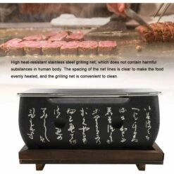 BARES Barbecue Au Charbon De Bois, Four Rectangulaire Cuisine Japonaise Cuisinière Au Charbon De Bois De Table Grill Barbecue Poêle à Alcool Barbecue Portable Avec Grillage Grillagé Et Base En Bois -France Barbecue Soldes Boutique 36027223 4