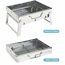 HAPPYSHOPPING Grand Menage Exterieur En Acier Blanc 3-5 Personnes Gril Au Charbon De Bois En Acier Inoxydable Gril Pliant Portable -France Barbecue Soldes Boutique 36998767 5