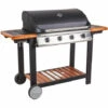 Dmora Barbecue à Gaz 4 Feux, En Métal Et étagères En Bois, Cm144 X 56 X H106 -France Barbecue Soldes Boutique 38602102 1