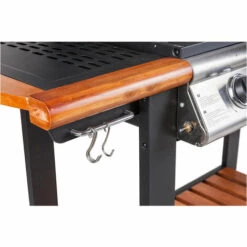 Dmora Barbecue à Gaz 4 Feux, En Métal Et étagères En Bois, Cm144 X 56 X H106 -France Barbecue Soldes Boutique 38602102 5