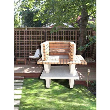 NO-NAME Barbecue En Pierre Reconstituée Et Brique Cartaxo Beige - Pierre Blanche 4 NO-NAME Barbecue En Pierre Reconstituée Et Brique Cartaxo Beige - Pierre Blanche – Image 2