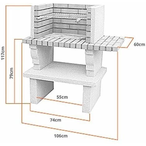 NO-NAME Barbecue En Pierre Reconstituée Et Brique Cartaxo Beige - Pierre Blanche 5 NO-NAME Barbecue En Pierre Reconstituée Et Brique Cartaxo Beige - Pierre Blanche – Image 3