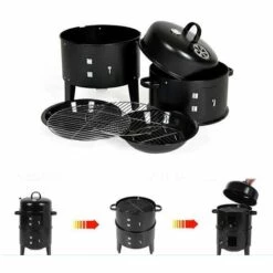 Barbecue 3 En 1, Grill, Fumoir, BBQ Smoker Avec Thermomètre De Température - Charbon De Bois VINTEKY® -France Barbecue Soldes Boutique 39924114 4