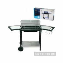 FORNORD Barbecue Double Grille Et Repose-plats Sur Roulettes - Noir -France Barbecue Soldes Boutique 40526903 2