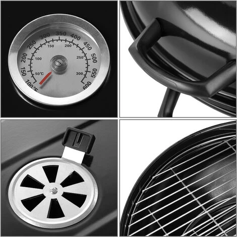Barbecue Mobile Gardebruk Avec Clapets D'aération Et Thermomètre Intégré 5 Barbecue Mobile Gardebruk Avec Clapets D'aération Et Thermomètre Intégré – Image 3