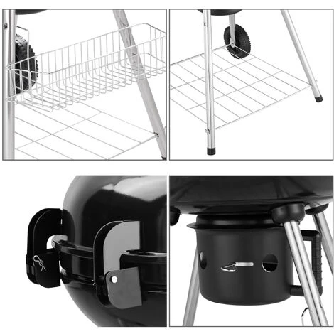 Barbecue Mobile Gardebruk Avec Clapets D'aération Et Thermomètre Intégré 6 Barbecue Mobile Gardebruk Avec Clapets D'aération Et Thermomètre Intégré – Image 4