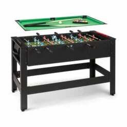 Klarfit Spin Table De Jeux 2-en-1 Billard Kicker, Rotative à 180°, Pièce De Jeu, Noire