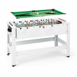 Klarfit Spin Table De Jeux 2-en-1 Billard Kicker, Rotatif à 180° , Pièce De Jeu, Blanche