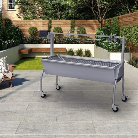 MR TUZZA Barbecue Au Charbon De Bois Avec Roues Et Tournebroche électrique Gravy 4 MR TUZZA Barbecue Au Charbon De Bois Avec Roues Et Tournebroche électrique Gravy – Image 2