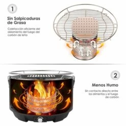 PEDY Barbecue Charbon Avec Interface Mirco Et Ventilateur Intégré, Portable，35x35x25cm -France Barbecue Soldes Boutique 42612692 4