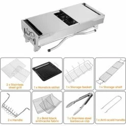 PEDY Barbecue Charbon Avec Double Ailes Pliantes En Acier Inoxydable (122 X 30 X 75 Cm) -France Barbecue Soldes Boutique 42612699 3