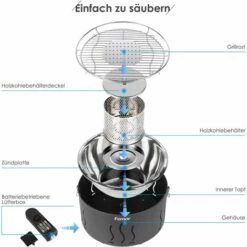 BAMNY Grill Barbecue Portable, Barbecue Au Charbon De Bois Sans Fumée,avec Sacs De Rangement Et USB Ou Ventilateur à Piles, 3 Minutes De Préchauffage, Pour Famille, Jardin, Balcon, Camping, 35x35x25cm -France Barbecue Soldes Boutique 42685187 3
