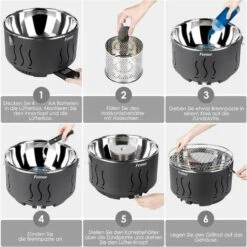 BAMNY Grill Barbecue Portable, Barbecue Au Charbon De Bois Sans Fumée,avec Sacs De Rangement Et USB Ou Ventilateur à Piles, 3 Minutes De Préchauffage, Pour Famille, Jardin, Balcon, Camping, 35x35x25cm -France Barbecue Soldes Boutique 42685187 4