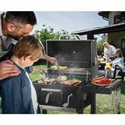 Gizcam Barbecue Charbon XXL, Avec 3 Grilles De Gril, Thermomètre, Cendrier, étagères Avec Crochets (113x53,5x100 Cm) -France Barbecue Soldes Boutique 42694327 5
