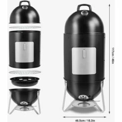 Gizcam Barbecue Fumoir 3-en-1 Avec Bol D'eau, 2 Grilles De Gril Et Thermomètre,46,5 X 46,5 X 117 Cm 9 Gizcam Barbecue Fumoir 3-en-1 Avec Bol D'eau, 2 Grilles De Gril Et Thermomètre,46,5 X 46,5 X 117 Cm -France Barbecue Soldes Boutique 42694347 3