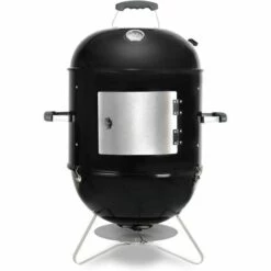 BAMNY 18'' Barbecue Fumoir Smoker, Multifonctions BBQ Grill à Charbon, 3 En 1 Barbecue Charbon De Bois Avec Bol D'eau, évacuation D'air Réglable, 3 Grilles Et Thermomètre, 64,5*47,5*90 Cm