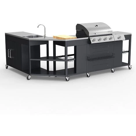 MR TUZZA Barbecue Barbecue Gaz Inox 4 + 1 Brûleurs Rack étagères évier Mustard Fr 3 MR TUZZA Barbecue Barbecue Gaz Inox 4 + 1 Brûleurs Rack étagères évier Mustard Fr