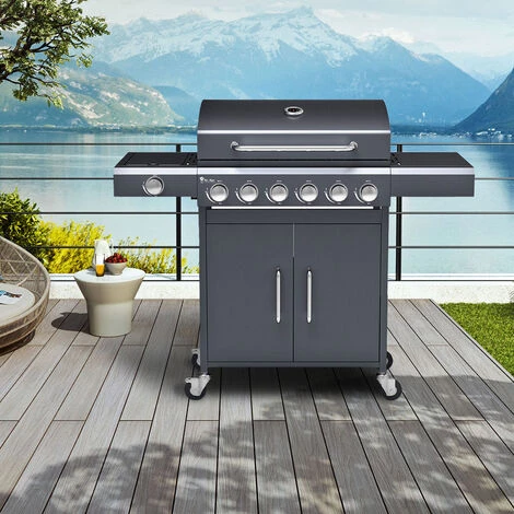 MR TUZZA Barbecue à Gaz En Acier Inoxydable 6 + 1 Brûleur Avec Support Creola Fr 4 MR TUZZA Barbecue à Gaz En Acier Inoxydable 6 + 1 Brûleur Avec Support Creola Fr – Image 2