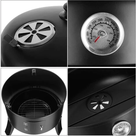BAMNY Barbecue Fumoir Smoker, 3 En 1 Multifonctions BBQ Grill à Charbon, Thermomètre Inclus, Avec Accroches, 3 Grilles Grande Capacité, Pour Cuisson En Plein Air, Fête, 80X44,5cm, 16 Pouces 5 BAMNY Barbecue Fumoir Smoker, 3 En 1 Multifonctions BBQ Grill à Charbon, Thermomètre Inclus, Avec Accroches, 3 Grilles Grande Capacité, Pour Cuisson En Plein Air, Fête, 80X44,5cm, 16 Pouces – Image 3