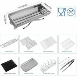 BAMNY Barbecue à Charbon, Barbecue Pliant Portable, BBQ De Table En Acier Inoxydable, Pour Barbecue De Jardin, Extérieur Camping Et Pique Nique, AVCE Poêle à Frire Antiadhésive (pour 5-10 Personnes) -France Barbecue Soldes Boutique 44194372 4