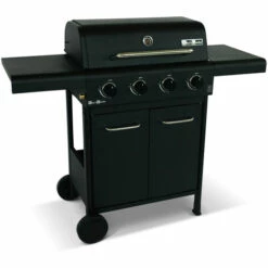 ALICE'S GARDEN Barbecue BONACIEUX Noir Et Inox Au Gaz 4 Brûleurs Avec Rangement 2 Tablettes Rabattables 2 Roues PVC - Noir -France Barbecue Soldes Boutique 44638744 3