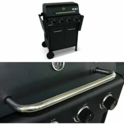 ALICE'S GARDEN Barbecue BONACIEUX Noir Et Inox Au Gaz 4 Brûleurs Avec Rangement 2 Tablettes Rabattables 2 Roues PVC - Noir -France Barbecue Soldes Boutique 44638744 5