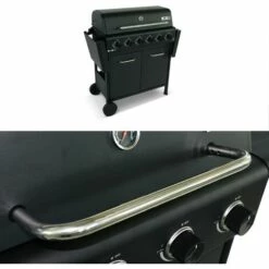 ALICE'S GARDEN Barbecue BONACIEUX Noir Et Inox Au Gaz 6 Brûleurs Avec Rangement 2 Tablettes Rabattables 2 Roues PVC - Noir -France Barbecue Soldes Boutique 44638752 5