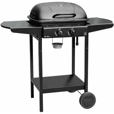 ALICE'S GARDEN Barbecue à Gaz 2 Brûleurs - JUSSAC - Avec Thermomètre Et Deux Tablettes Latérales- Noir - Noir 3 ALICE'S GARDEN Barbecue à Gaz 2 Brûleurs - JUSSAC - Avec Thermomètre Et Deux Tablettes Latérales- Noir - Noir
