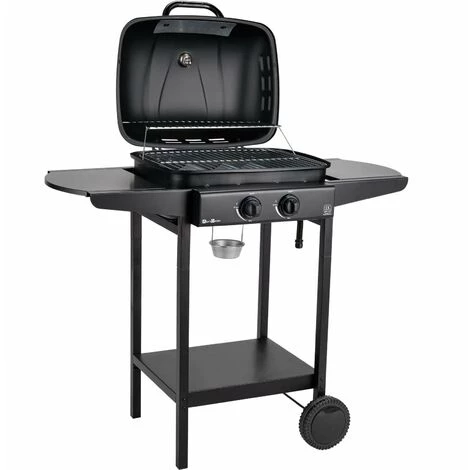 ALICE'S GARDEN Barbecue à Gaz 2 Brûleurs - JUSSAC - Avec Thermomètre Et Deux Tablettes Latérales- Noir - Noir 4 ALICE'S GARDEN Barbecue à Gaz 2 Brûleurs - JUSSAC - Avec Thermomètre Et Deux Tablettes Latérales- Noir - Noir – Image 2