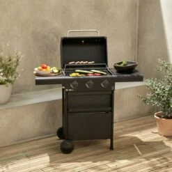 ALICE'S GARDEN Barbecue Gaz 3 Brûleurs. Tablettes Rabattables - Bonacieux - Noir. Avec Rangement - Noir -France Barbecue Soldes Boutique 44639000 3