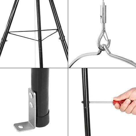 FEMOR Gril Pivotant, Avec Brasero Extérieur Ø60cm Avec Grille Ø52cm, Trépied Télescopique De 1,52 M Et Chaîne Réglable En Hauteur (200 Cm) Pour Cuisinière Suspendue Domestique Ou Camping En Plein Air 5 FEMOR Gril Pivotant, Avec Brasero Extérieur Ø60cm Avec Grille Ø52cm, Trépied Télescopique De 1,52 M Et Chaîne Réglable En Hauteur (200 Cm) Pour Cuisinière Suspendue Domestique Ou Camping En Plein Air – Image 3