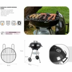 LOLAHOME Barbecue à Charbon Milena Avec Grille En Acier Noir 74x45x41 Cm -France Barbecue Soldes Boutique 44933983 2