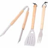 LOLAHOME Set De 3 Accessoires De Barbecue En Acier Inoxydable Et Bois Naturel 1 LOLAHOME Set De 3 Accessoires De Barbecue En Acier Inoxydable Et Bois Naturel -France Barbecue Soldes Boutique 44938378 1