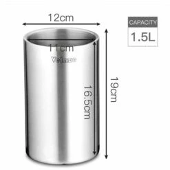 Velaze, Seau à Glace Isotherme, Rafraîchisseur Bouteille Double Paroi En Acier Inoxydable, Seau à Glaçons 1.5 L, Refroideur Pour Champagne, Vin, Boisson -France Barbecue Soldes Boutique 45732996 2