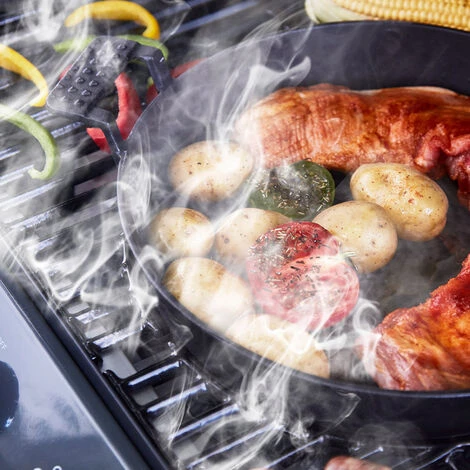 Brasero - Barbecue Emma Gun Metal 4 Feux + 1 Side - FlexiGrill - Jusqu'à 12 Convives - Surface De Cuisson 64 X 41,5 Cm - 2 Tablettes Dont 1 Brûleur Latéral - Housse De Protection - 15,1 KW - Gris Métallisé 7 Brasero - Barbecue Emma Gun Metal 4 Feux + 1 Side - FlexiGrill - Jusqu'à 12 Convives - Surface De Cuisson 64 X 41,5 Cm - 2 Tablettes Dont 1 Brûleur Latéral - Housse De Protection - 15,1 KW - Gris Métallisé – Image 5