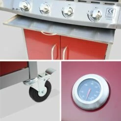 ALICE'S GARDEN Barbecue Gaz Inox 17kW - Richelieu Rouge - Barbecue 5 Brûleurs Dont 1 Feu Latéral. Côté Grill Et Côté Plancha - Rouge -France Barbecue Soldes Boutique 47582477 5